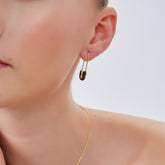 Black Pave Safety Pin Earrings Jewelled Sterling Silver